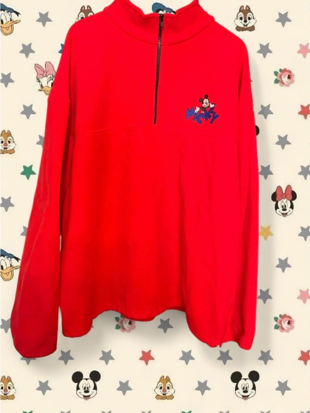 Vintage 1990s Disney Store red fleece 1/4-zip pullover